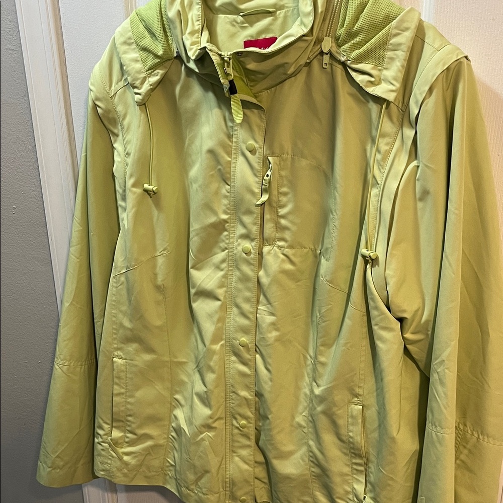 J. Jill Light Green long sleeve removable Hooded zipper Jacket